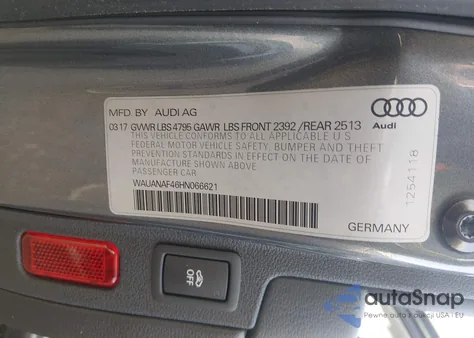 2017 Audi A4 2.0T Premium from USA, damaged, VIN WAUANAF46HN066621